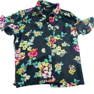 Tolani Collection Blouse Women's size Medium Short Sleeves Floral Button Modal
